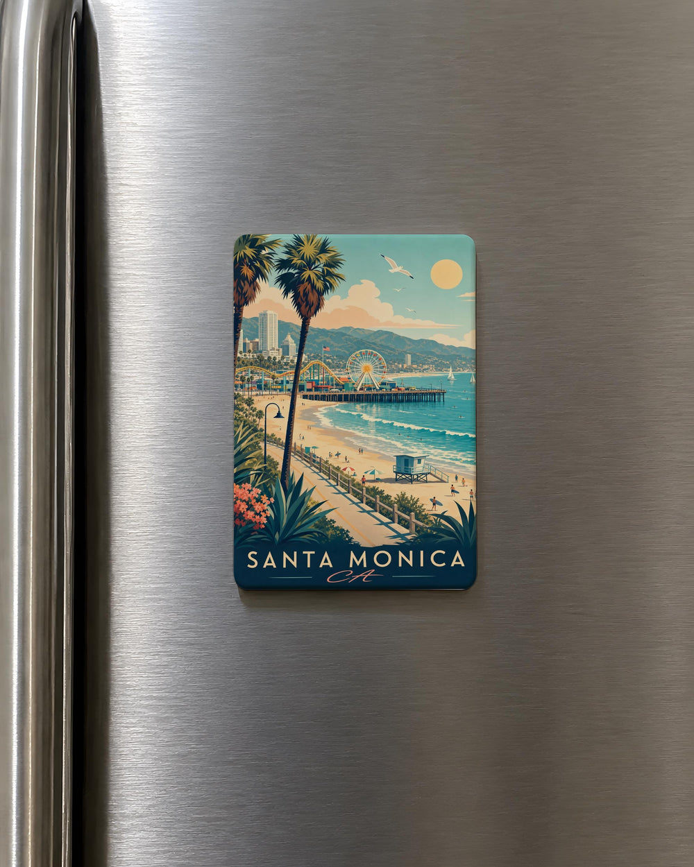 Santa Monica CA Fridge Magnet, Santa Monica California Souvenir Magnet, Beach Town Travel Keepsake, West Coast Gift
