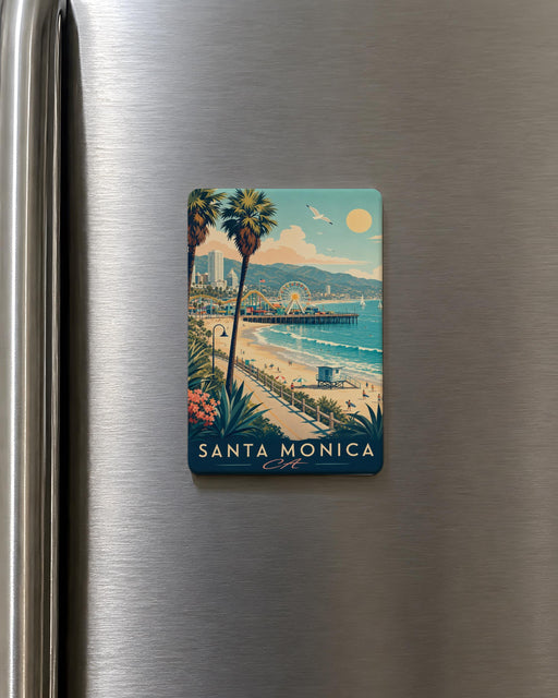 Santa Monica CA Fridge Magnet, Santa Monica California Souvenir Magnet, Beach Town Travel Keepsake, West Coast Gift