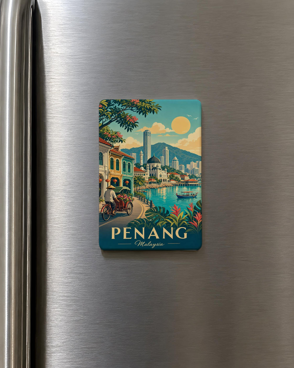 Penang Malaysia Fridge Magnet, Penang Island Travel Souvenir Magnet, Malaysia Landmark Keepsake Magnet, Georgetown Penang Magnet