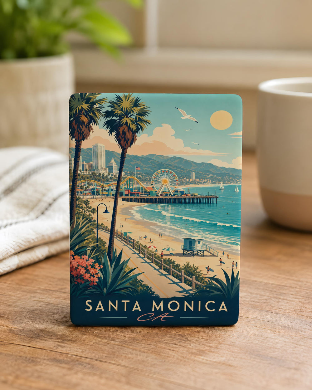 Santa Monica CA Fridge Magnet, Santa Monica California Souvenir Magnet, Beach Town Travel Keepsake, West Coast Gift