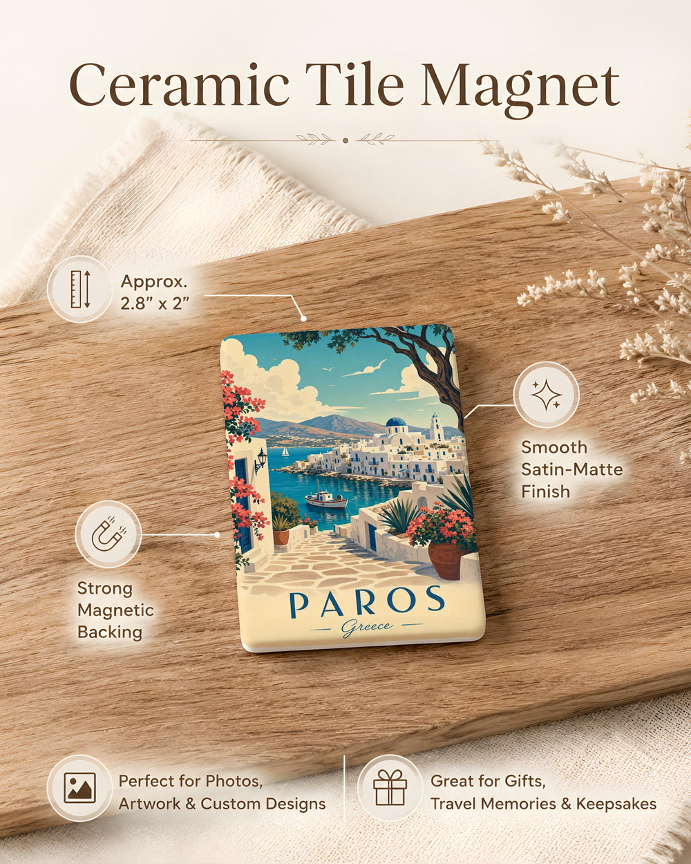 Paros Greece Fridge Magnet, Paros Island Souvenir, Greek Islands Travel Magnet, Cyclades Greece Magnet, Paros Vacation Keepsake