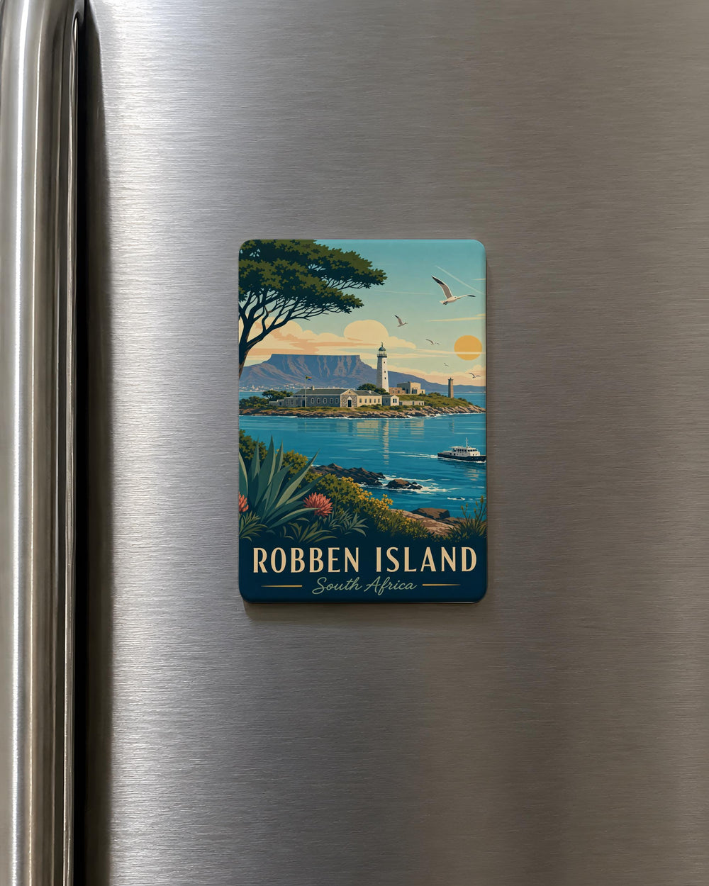 Robben Island Fridge Magnet, South Africa Landmark Souvenir, Prison History Travel Keepsake Magnet