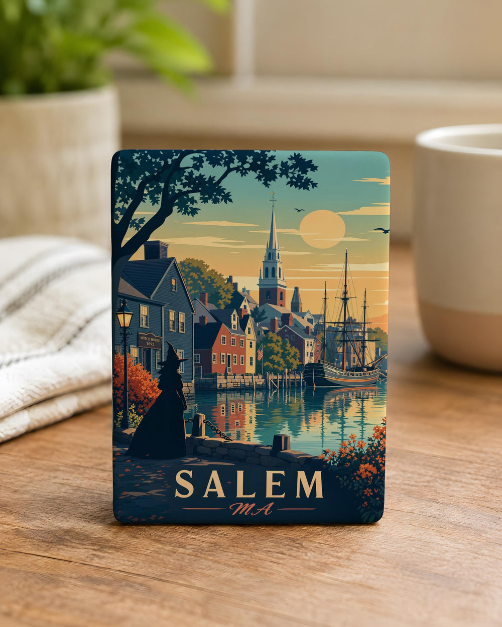 Salem MA Fridge Magnet, Salem Massachusetts Souvenir Magnet, Witch City Travel Gift, Historic Salem Landmark Keepsake Magnet