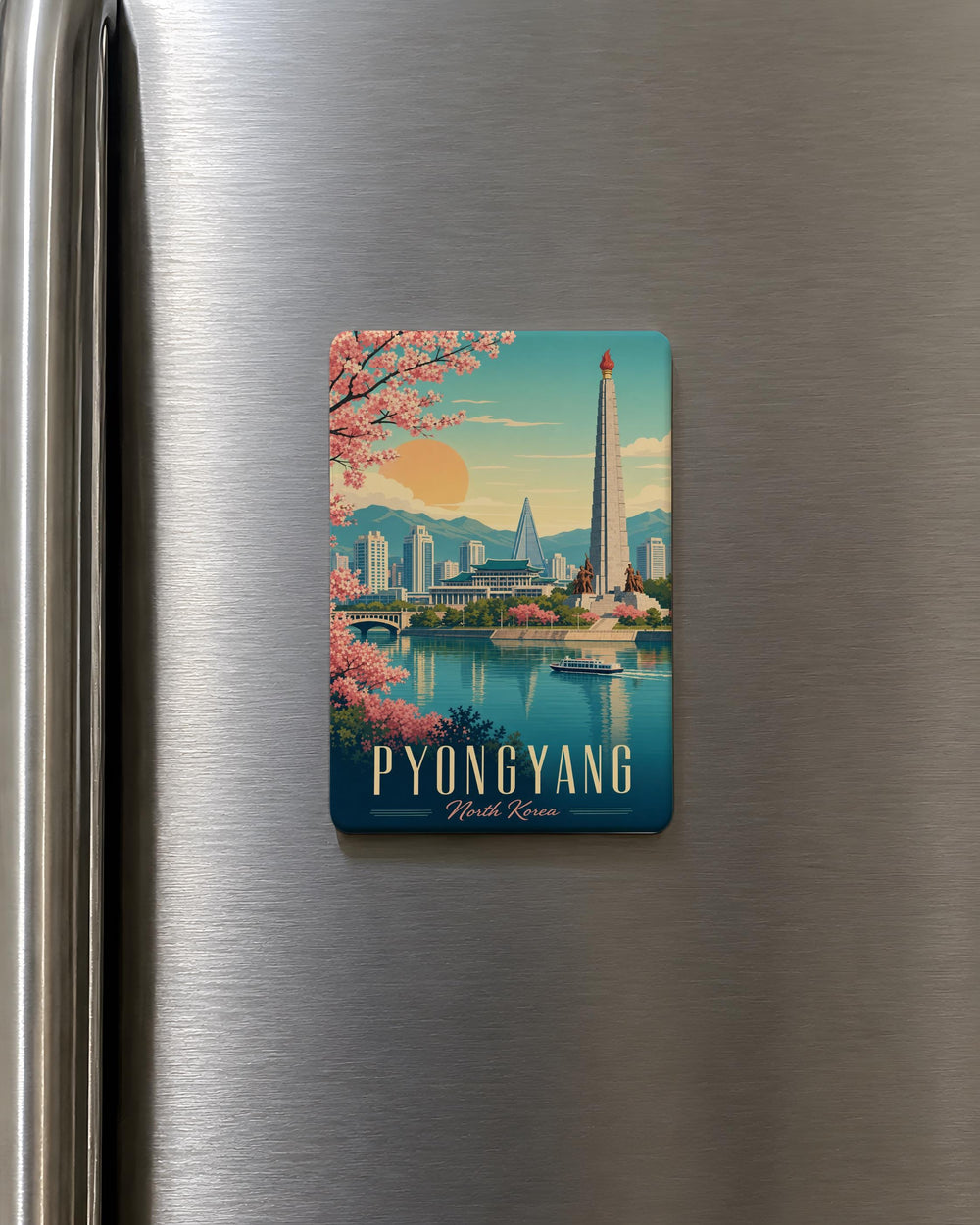 Pyongyang North Korea Fridge Magnet, Pyongyang Souvenir Magnet, North Korea Travel Magnet, Pyongyang Landmark Magnet