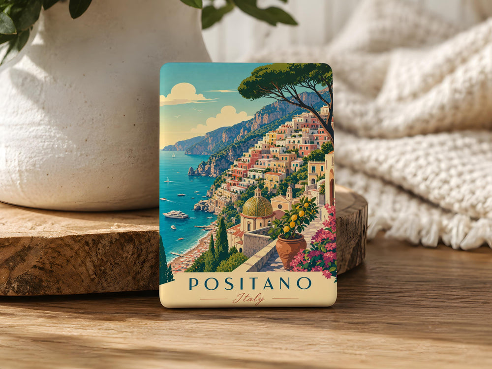 Positano Italy Fridge Magnet, Amalfi Coast Travel Souvenir, Positano Cliffside Village and Coastal Scenery Magnet