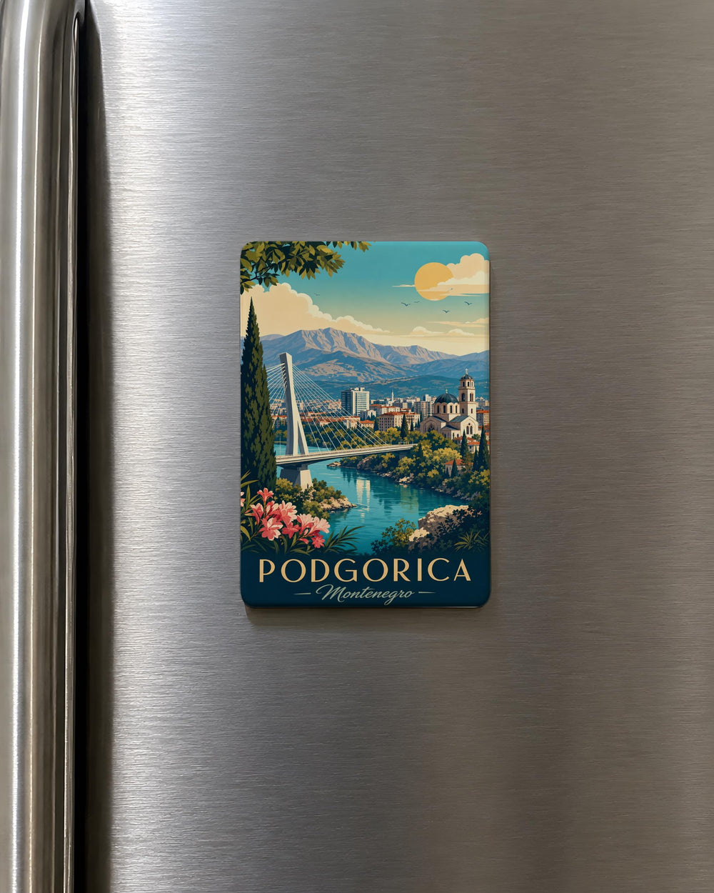 Podgorica Montenegro Fridge Magnet, Podgorica City Souvenir Magnet, Montenegro Travel Gift, Balkan Capital Keepsake Magnet