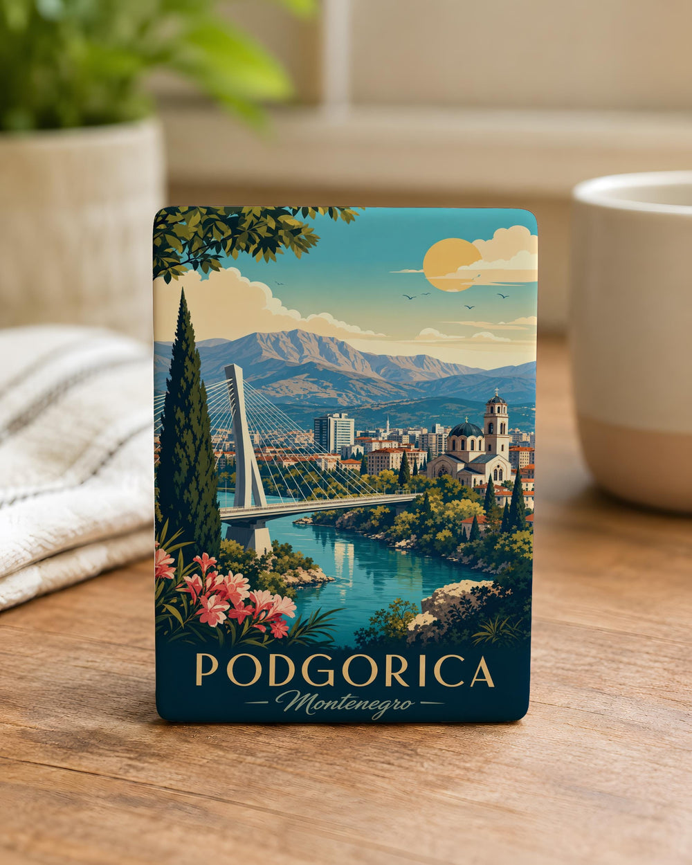 Podgorica Montenegro Fridge Magnet, Podgorica City Souvenir Magnet, Montenegro Travel Gift, Balkan Capital Keepsake Magnet