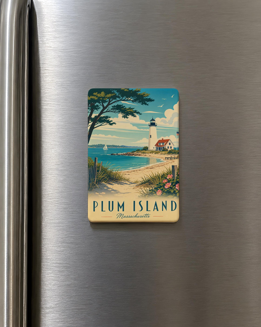 Plum Island Fridge Magnet, Massachusetts Beach & Coastal Island Souvenir Magnet, New England Vacation Keepsake Gift