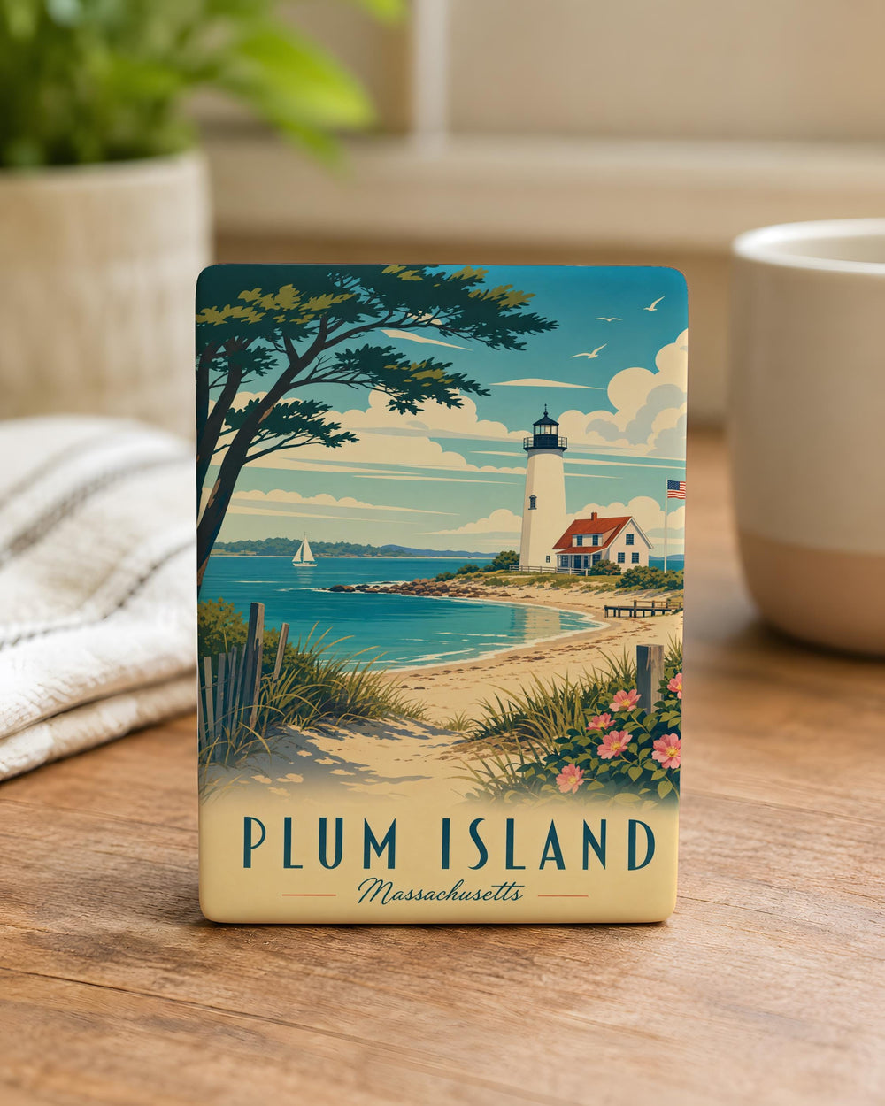 Plum Island Fridge Magnet, Massachusetts Beach & Coastal Island Souvenir Magnet, New England Vacation Keepsake Gift