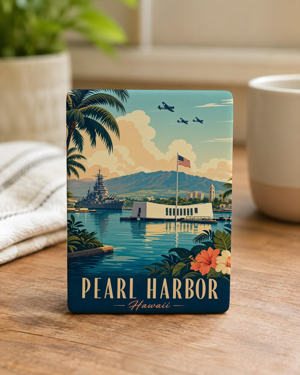 Pearl Harbor Fridge Magnet, Hawaii Naval Base Memorial Souvenir, WWII History Gift, USS Arizona Tribute Magnet