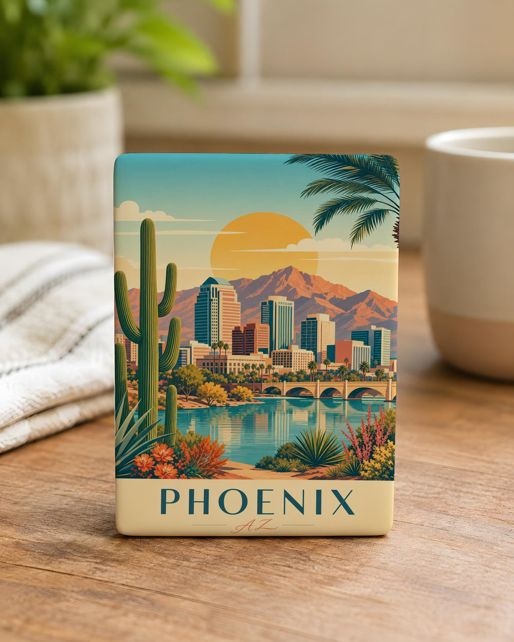 Phoenix Arizona Fridge Magnet, Phoenix AZ Souvenir Magnet, Desert City Landmark Travel Gift, Southwest USA Keepsake Magnet