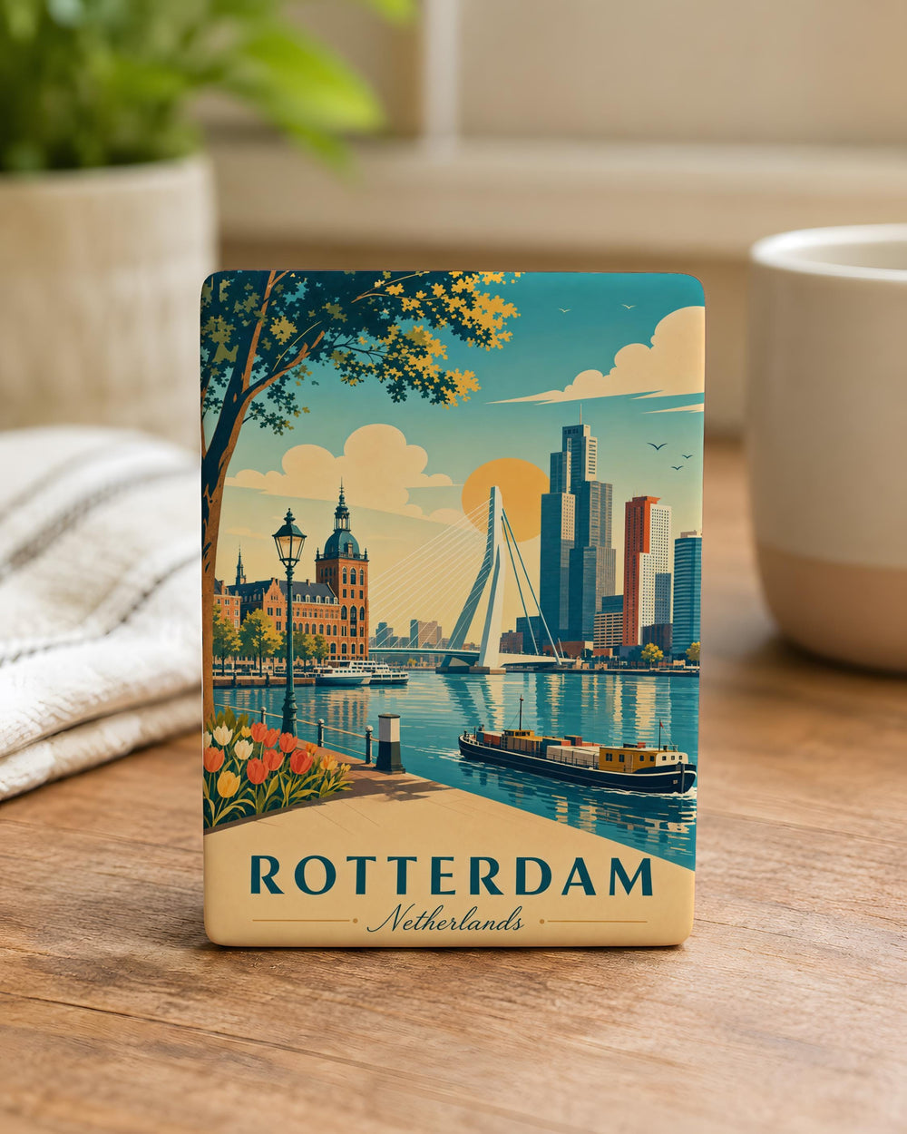 Rotterdam Netherlands Fridge Magnet, Rotterdam City Souvenir Magnet, Holland Travel Gift, Rotterdam Landmark Magnet