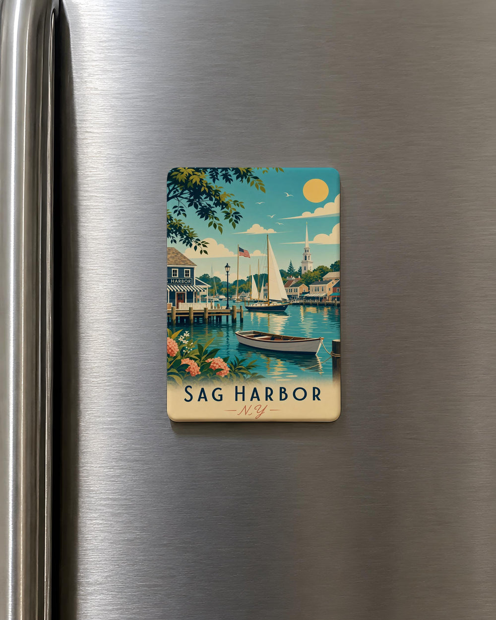 Sag Harbor NY Fridge Magnet, Sag Harbor New York Souvenir Magnet, Long Island Travel Gift, Coastal Town Keepsake Magnet