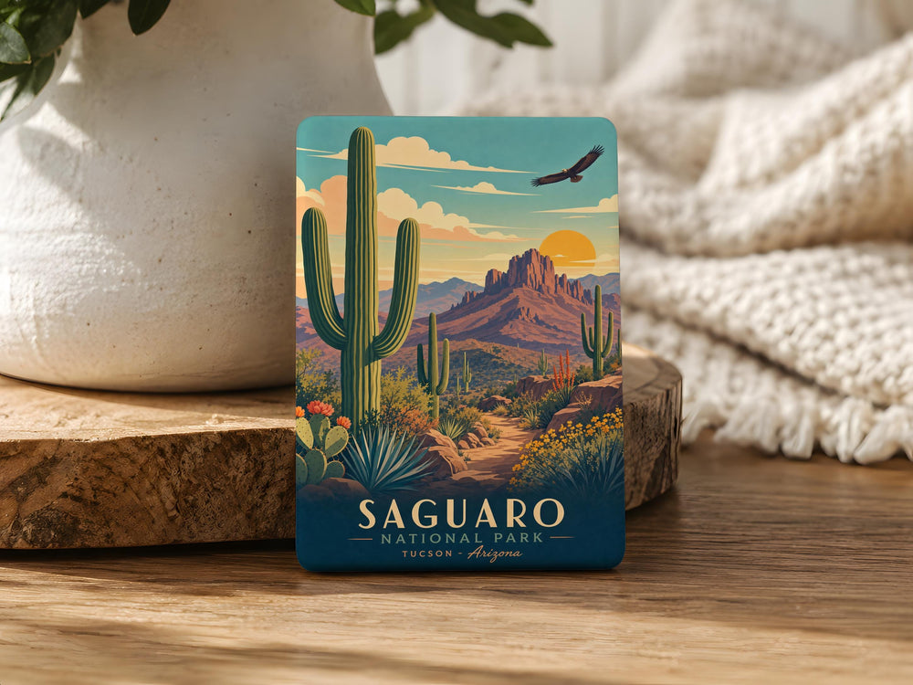 Saguaro National Park Fridge Magnet, Arizona Desert Cactus Souvenir Magnet, Tucson Travel Keepsake Kitchen Magnet