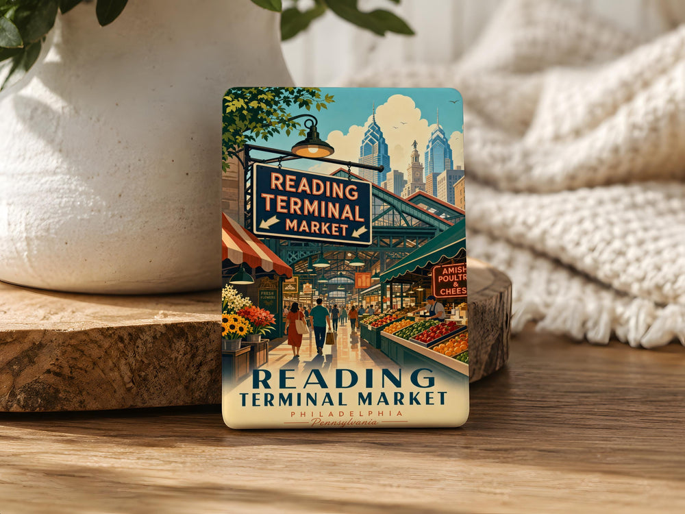 Reading Terminal Market Fridge Magnet, Philadelphia Pennsylvania Market Landmark Souvenir Magnet, Historic Food Hall Gift