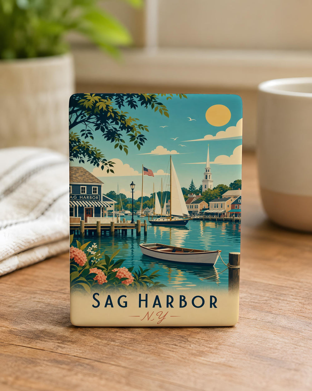 Sag Harbor NY Fridge Magnet, Sag Harbor New York Souvenir Magnet, Long Island Travel Gift, Coastal Town Keepsake Magnet