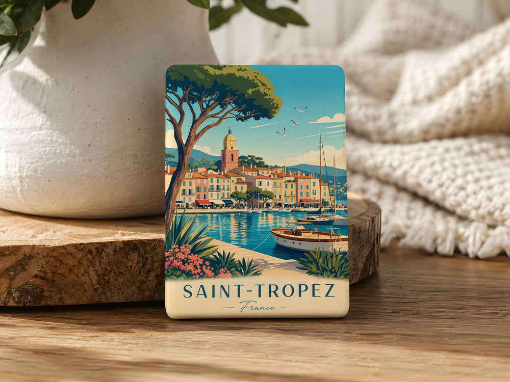 Saint-Tropez France Fridge Magnet, French Riviera Travel Souvenir, Saint Tropez Coastal Town Keepsake Magnet