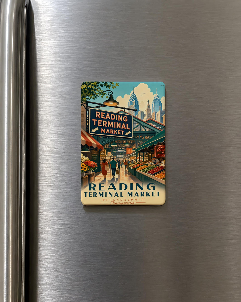 Reading Terminal Market Fridge Magnet, Philadelphia Pennsylvania Market Landmark Souvenir Magnet, Historic Food Hall Gift