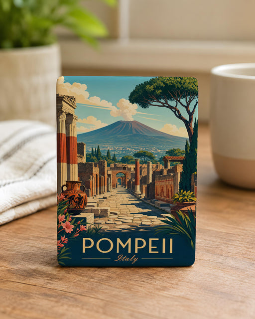 Pompeii Fridge Magnet, Ancient Roman Ruins Souvenir, Archaeology Travel Gift, Italy History Keepsake, Mount Vesuvius Landmark Magnet