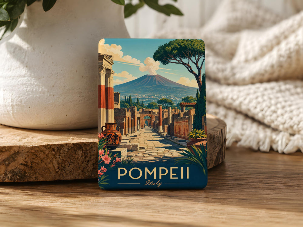 Pompeii Fridge Magnet, Ancient Roman Ruins Souvenir, Archaeology Travel Gift, Italy History Keepsake, Mount Vesuvius Landmark Magnet