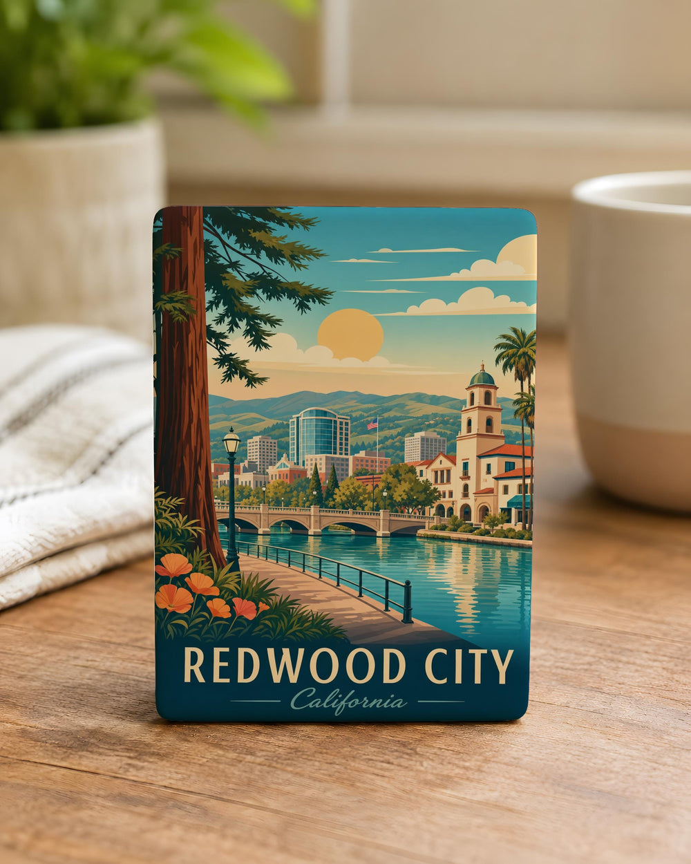 Redwood City CA Fridge Magnet, Redwood City California Souvenir Magnet, Bay Area Travel Keepsake Gift