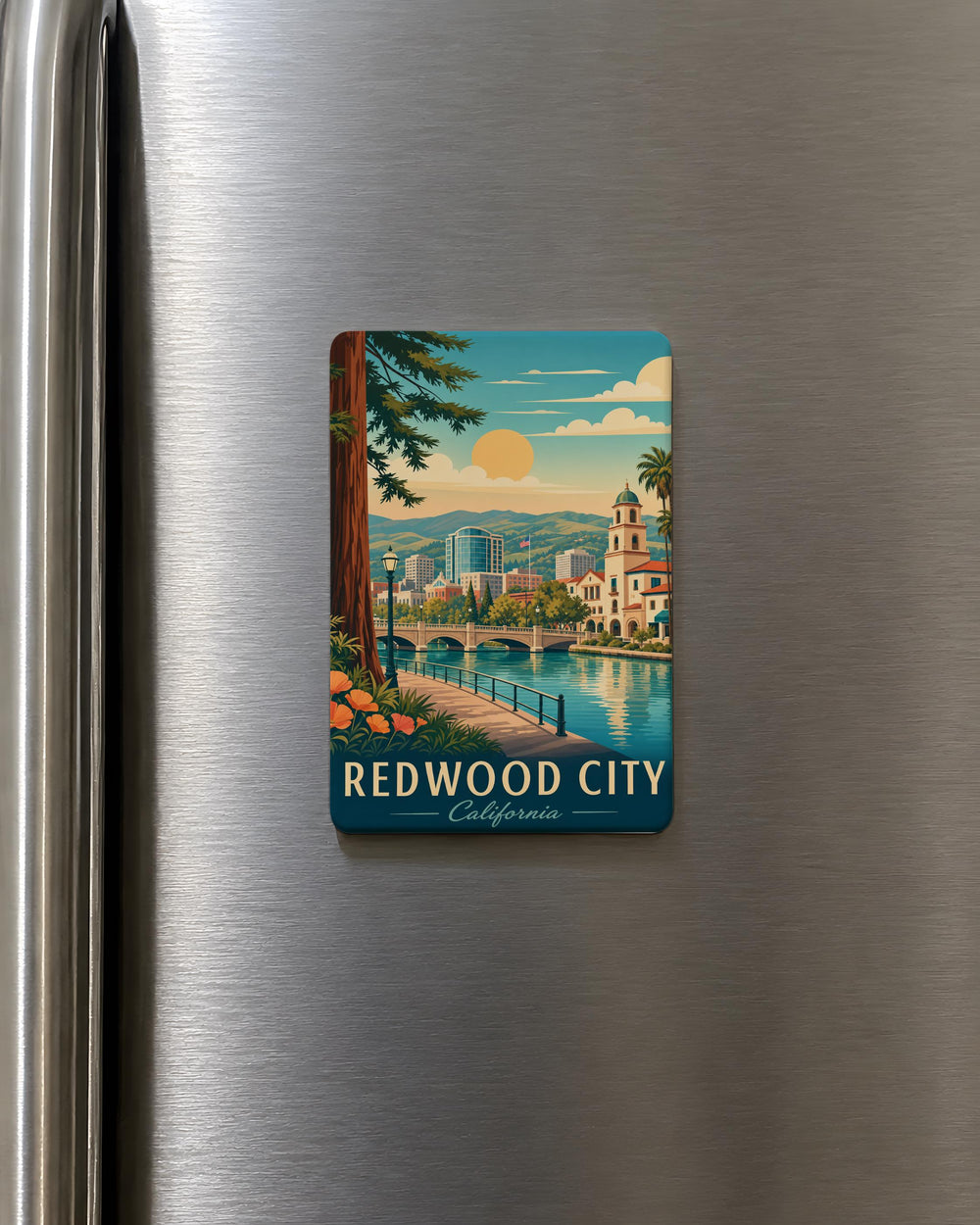 Redwood City CA Fridge Magnet, Redwood City California Souvenir Magnet, Bay Area Travel Keepsake Gift