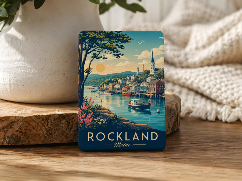 Rockland Maine Fridge Magnet, Rockland ME Souvenir Magnet, Coastal Maine Travel Keepsake, Maine Vacation Gift