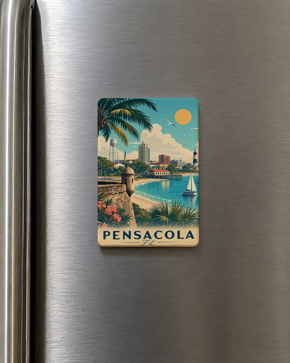 Pensacola FL Fridge Magnet, Pensacola Florida Souvenir Magnet, Gulf Coast Travel Keepsake, Beach Vacation Gift, Coastal Decor Magnet