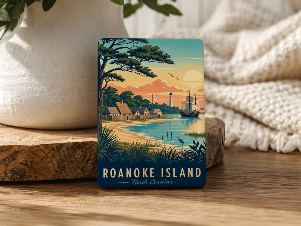 Roanoke Island Fridge Magnet, Outer Banks North Carolina Souvenir Magnet, Roanoke Island Travel Gift, Coastal Landmark Magnet