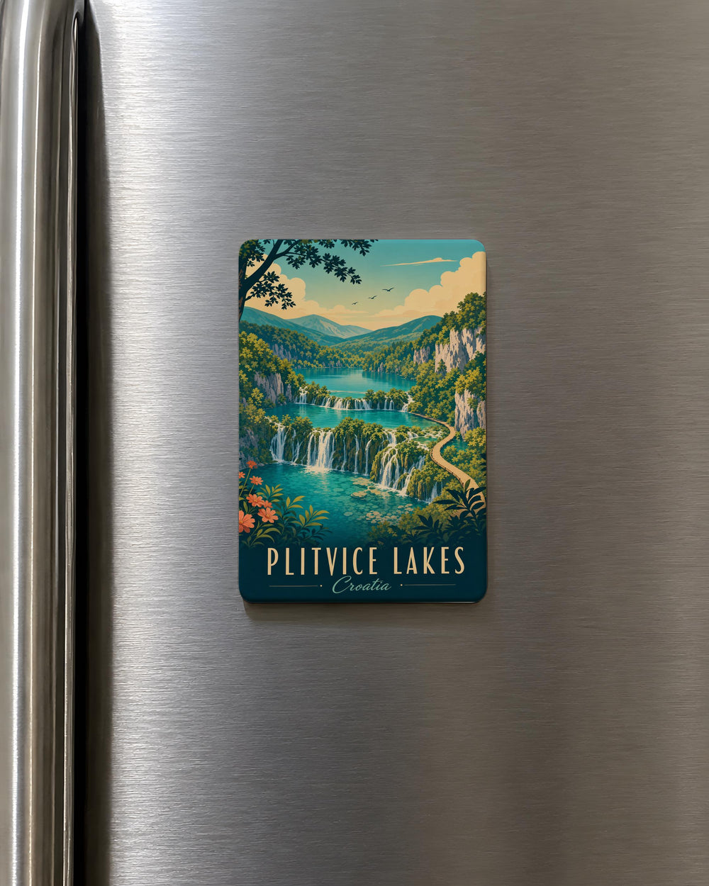 Plitvice Lakes Croatia Fridge Magnet, Plitvice Lakes National Park Souvenir Magnet, Croatia Travel Landmark Magnet