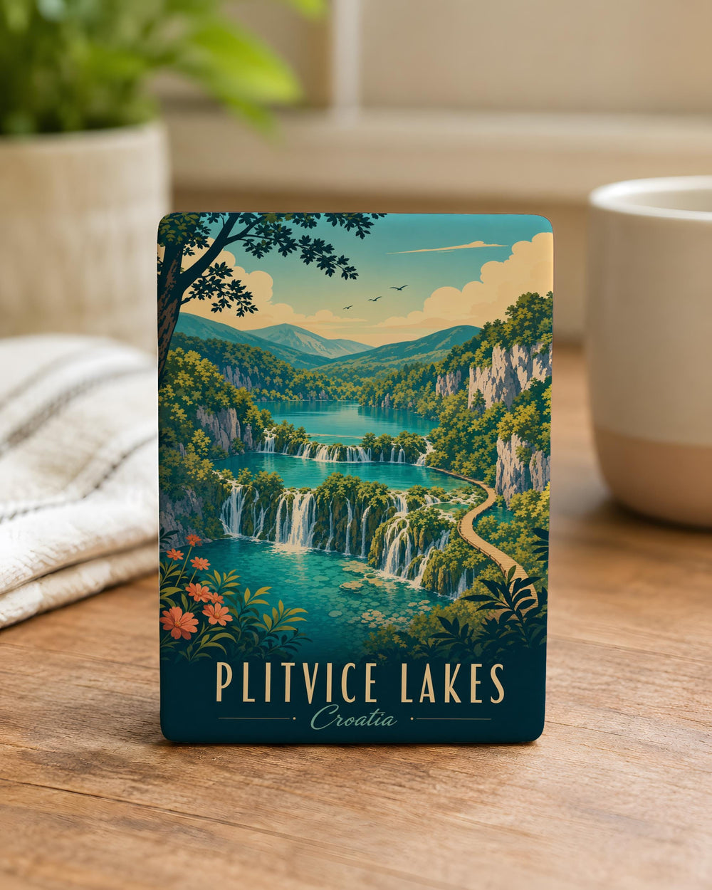 Plitvice Lakes Croatia Fridge Magnet, Plitvice Lakes National Park Souvenir Magnet, Croatia Travel Landmark Magnet