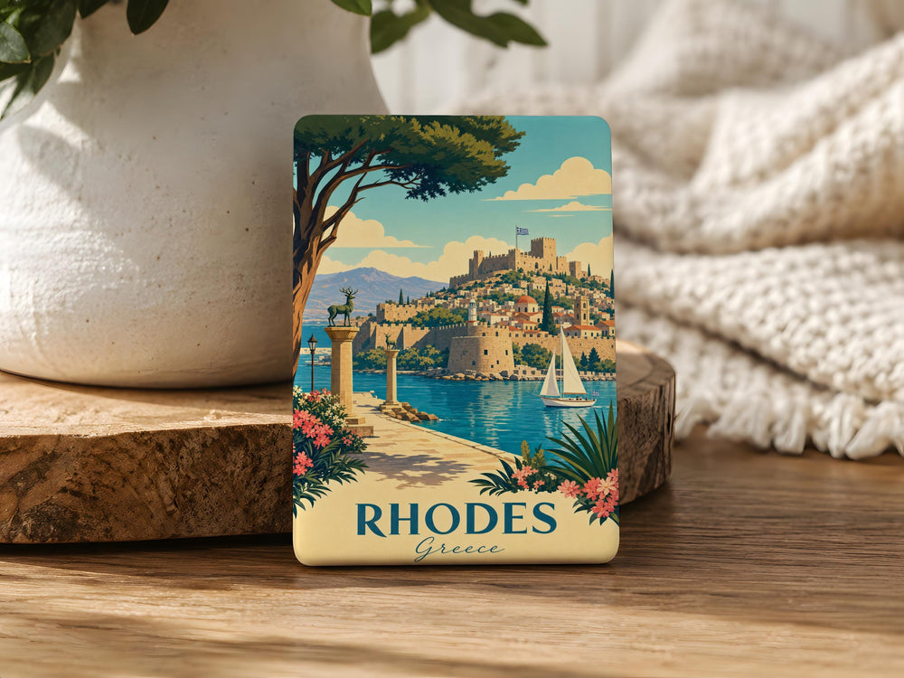 Rhodes Greece Fridge Magnet, Rhodes Island Souvenir, Old Town Landmarks Travel Keepsake, Greece Vacation Gift, Greek Island Decor
