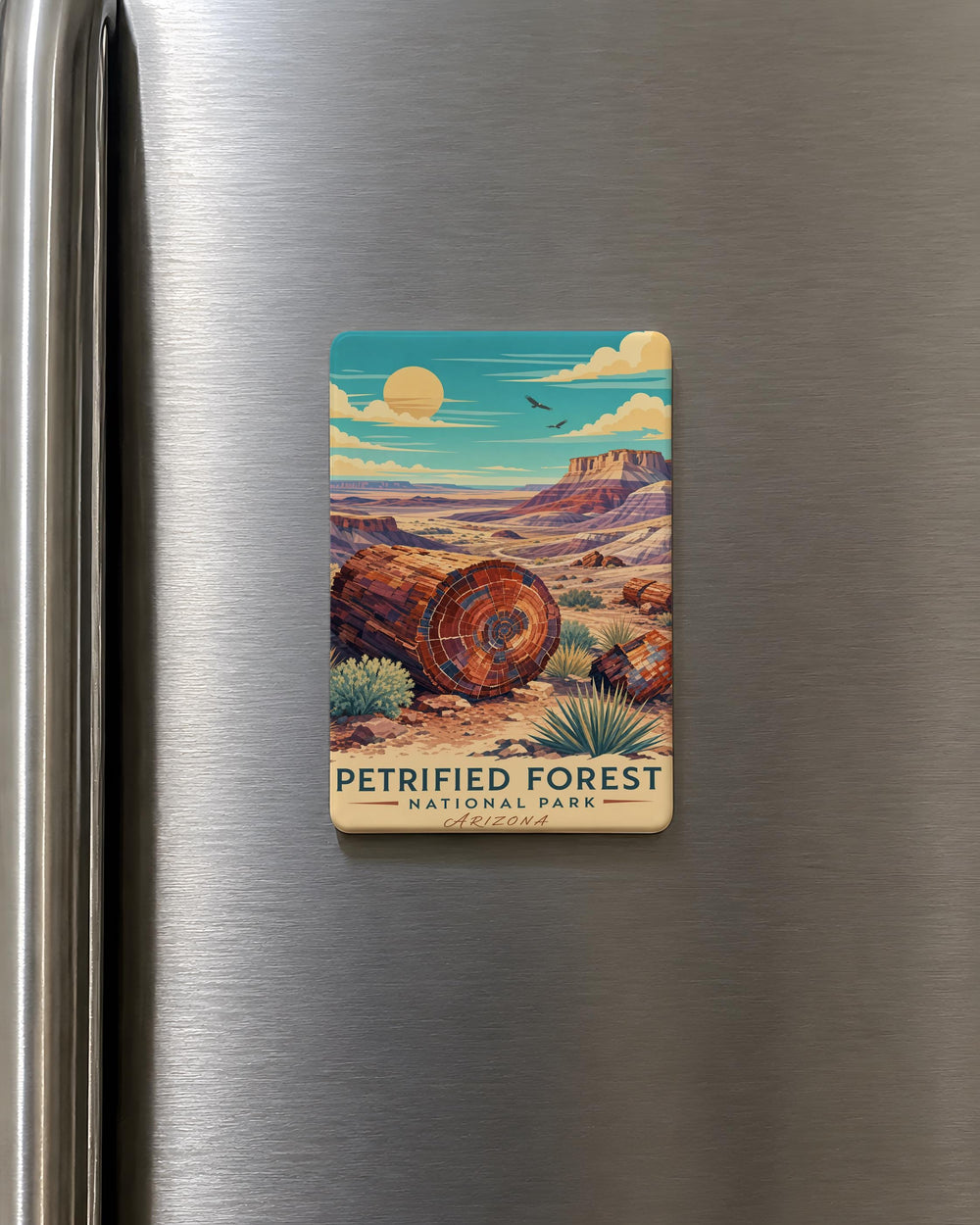 Petrified Forest National Park Fridge Magnet, Arizona Travel Souvenir, Painted Desert Landmark, Fossil Wood Keepsake Magnet