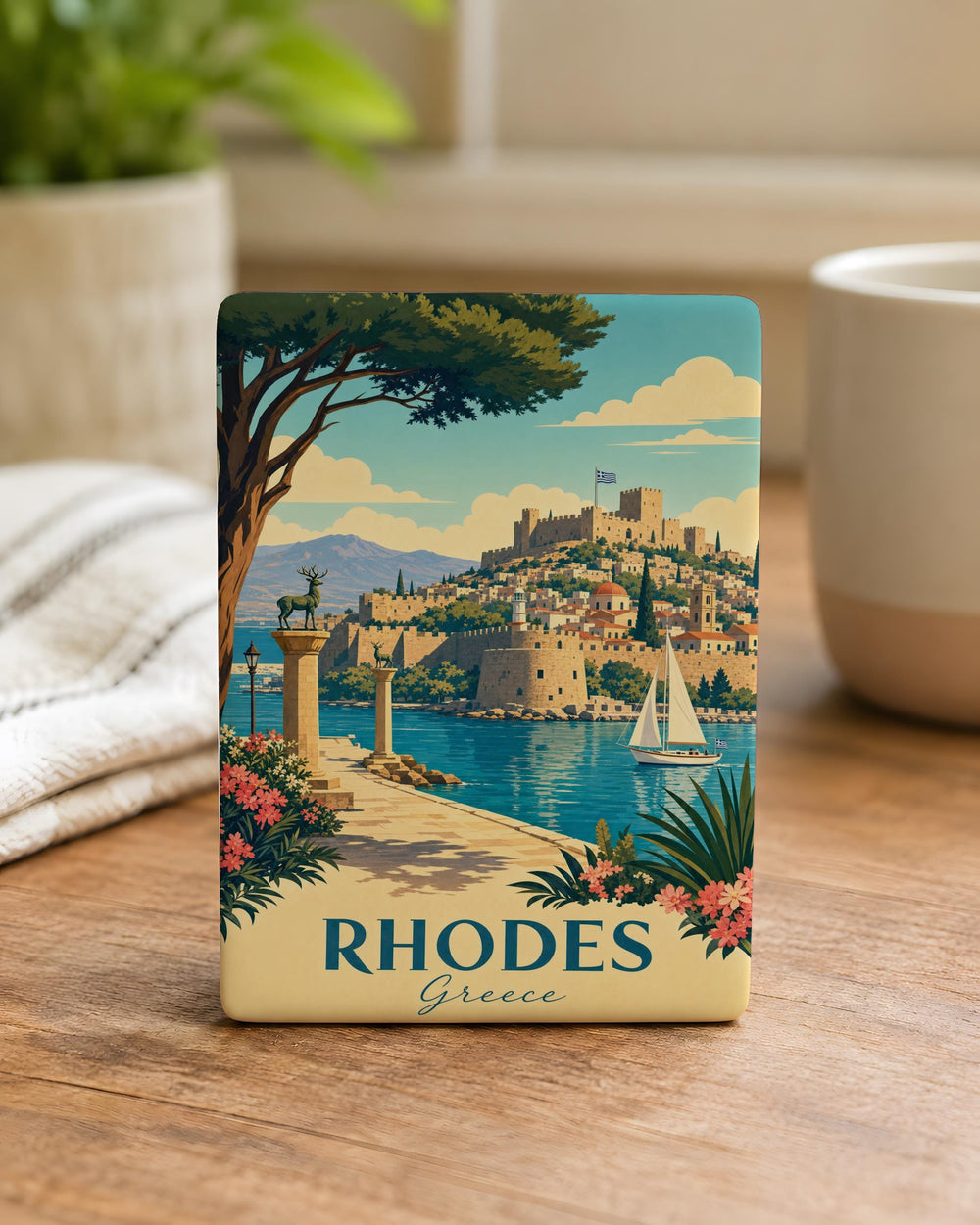 Rhodes Greece Fridge Magnet, Rhodes Island Souvenir, Old Town Landmarks Travel Keepsake, Greece Vacation Gift, Greek Island Decor