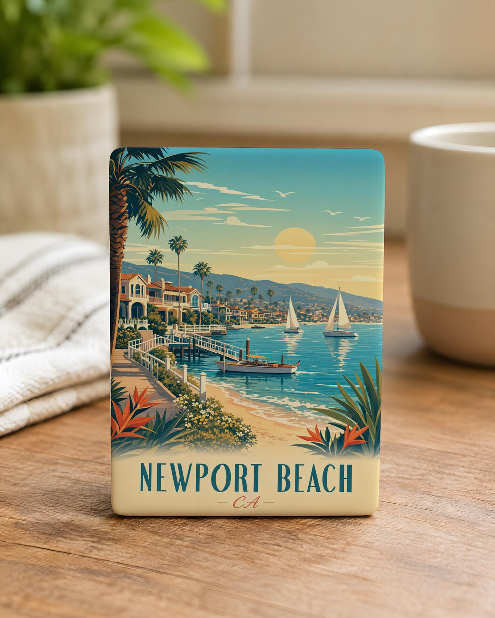 Newport Beach CA Fridge Magnet, California Coastal Souvenir Magnet, Newport Beach Travel Gift, Beach Town Keepsake Magnet