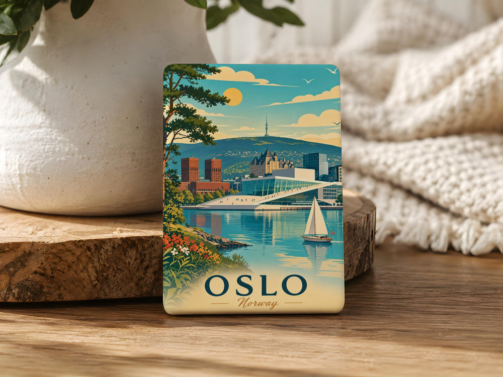 Oslo Norway Fridge Magnet, Oslo Souvenir Magnet, Norway Travel Gift, Scandinavian City Landmark Keepsake Magnet