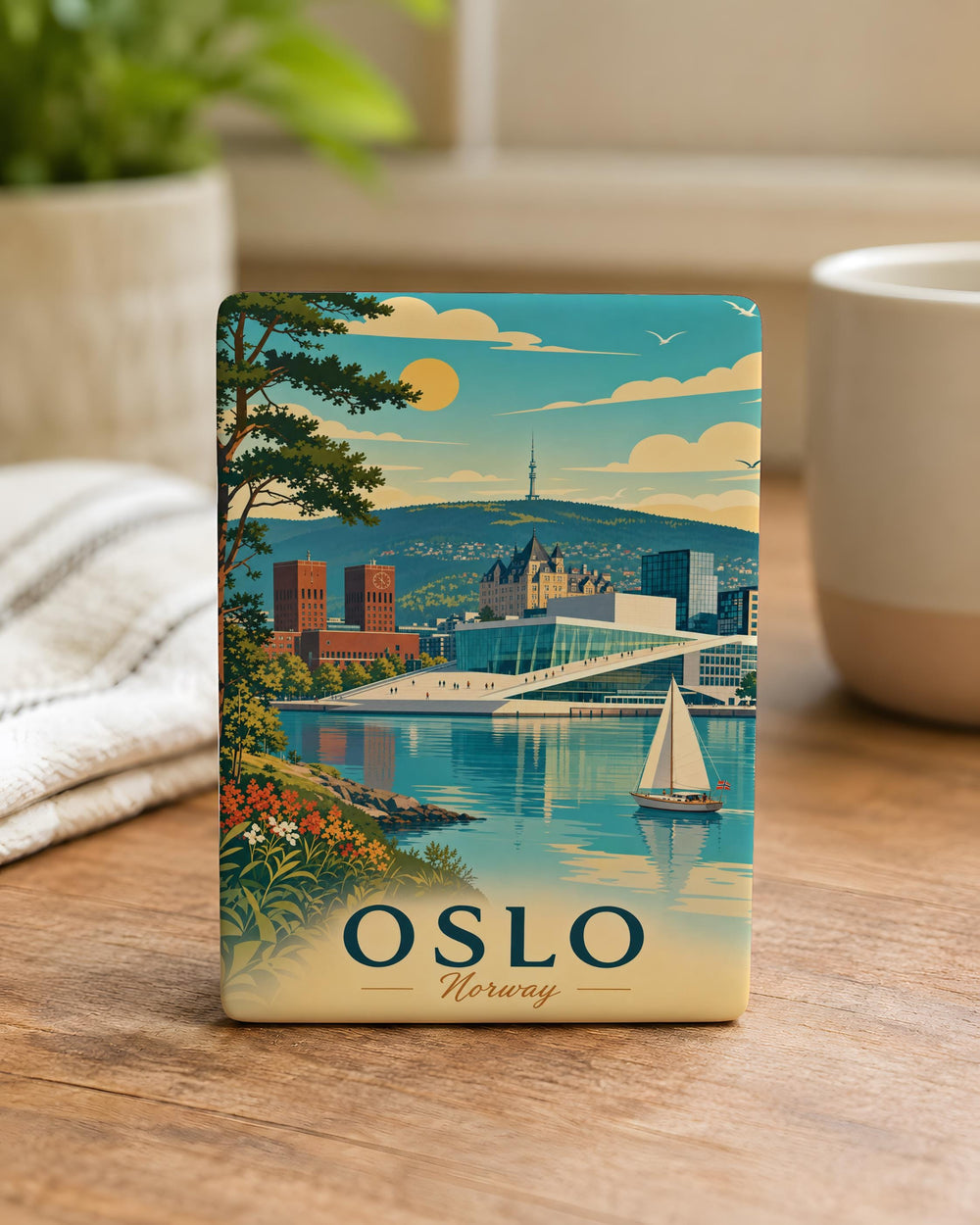 Oslo Norway Fridge Magnet, Oslo Souvenir Magnet, Norway Travel Gift, Scandinavian City Landmark Keepsake Magnet