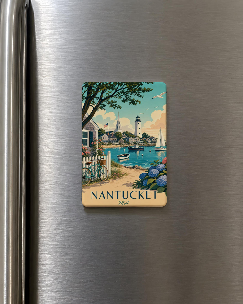 Nantucket MA Fridge Magnet, Nantucket Massachusetts Souvenir Magnet, Coastal Island Travel Keepsake, New England Gift