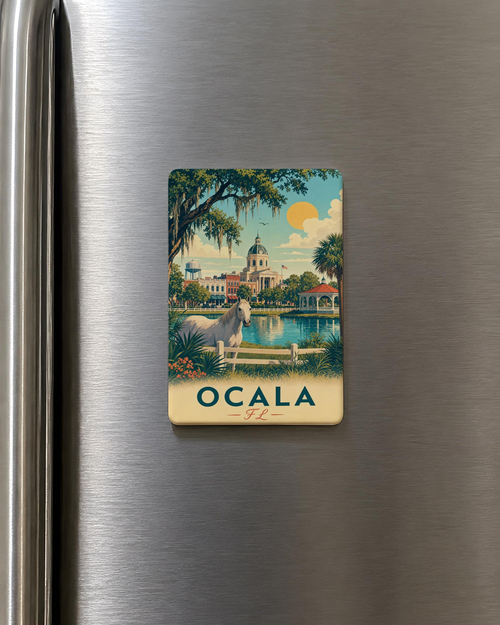 Ocala FL Fridge Magnet, Ocala Florida Souvenir Magnet, City Name Refrigerator Magnet, Florida Travel Keepsake Magnet
