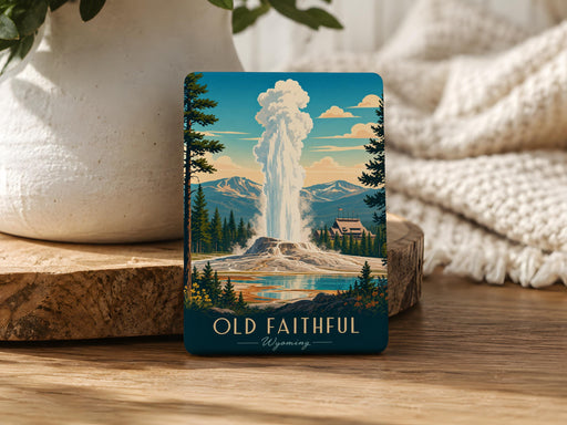 Old Faithful Geyser Yellowstone National Park Fridge Magnet, Wyoming Travel Souvenir Magnet, Geyser Eruption Magnet