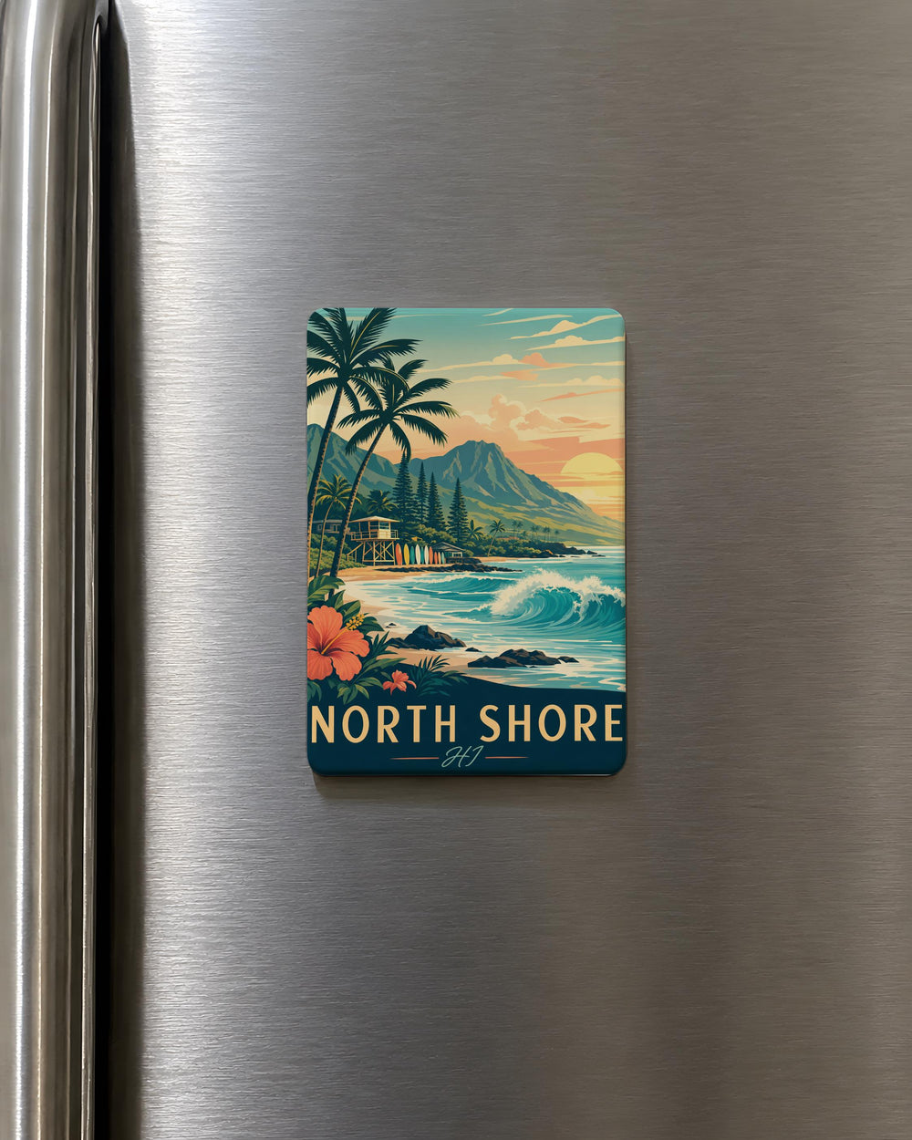 North Shore Hawaii Fridge Magnet, Oahu Island Souvenir Magnet, North Shore HI Travel Keepsake, Beach Vacation Gift