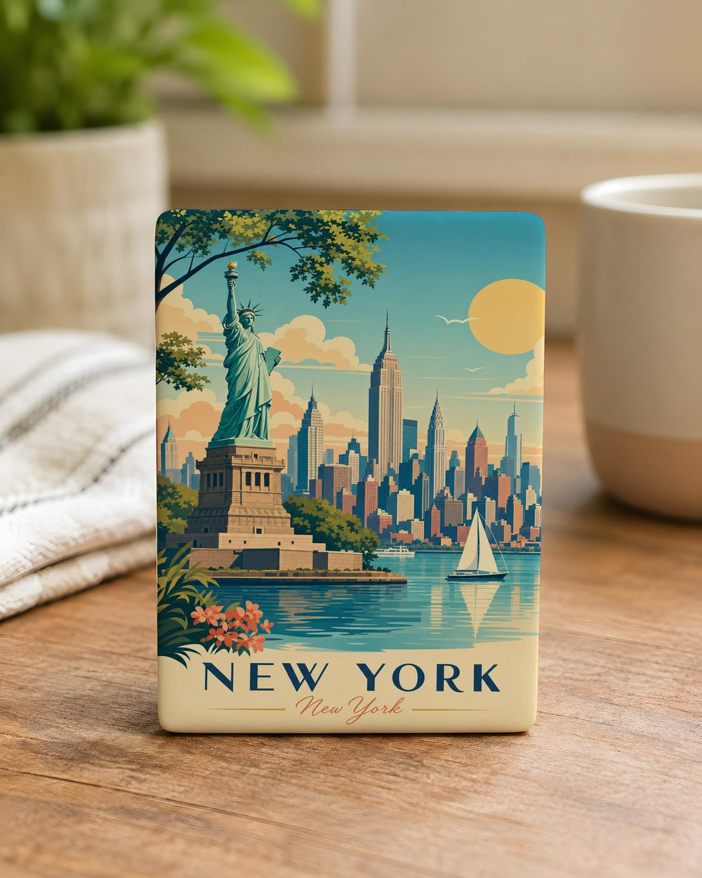 New York Fridge Magnet, NYC Souvenir Magnet, New York City Landmark Magnet, Manhattan Skyline Magnet, Statue of Liberty Magnet