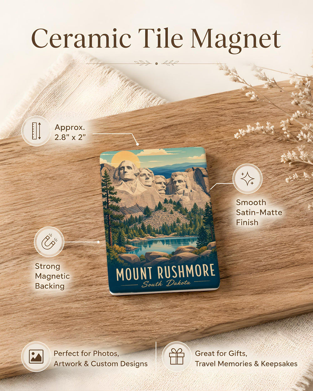 Mount Rushmore Fridge Magnet, South Dakota Landmark Souvenir Magnet, American Presidents Monument Kitchen Magnet