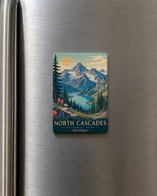 North Cascades National Park Fridge Magnet, Washington Mountains, Alpine Lakes, Scenic Wilderness Souvenir Magnet