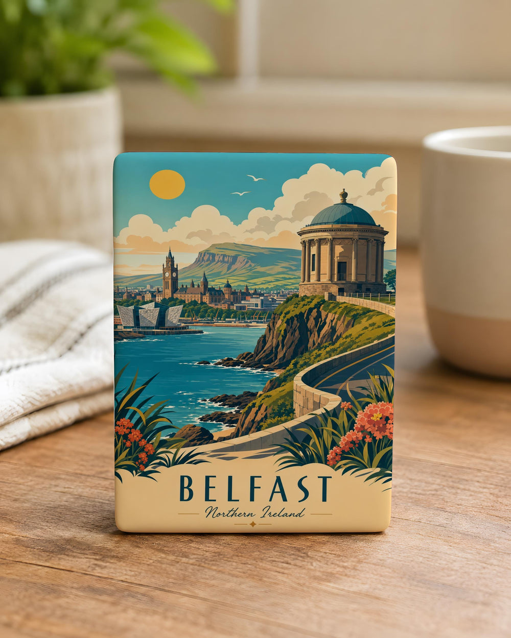 Northern Ireland Fridge Magnet, Belfast Landmark Souvenir, Giant’s Causeway Travel Keepsake, Irish Gift for Home Kitchen Decor