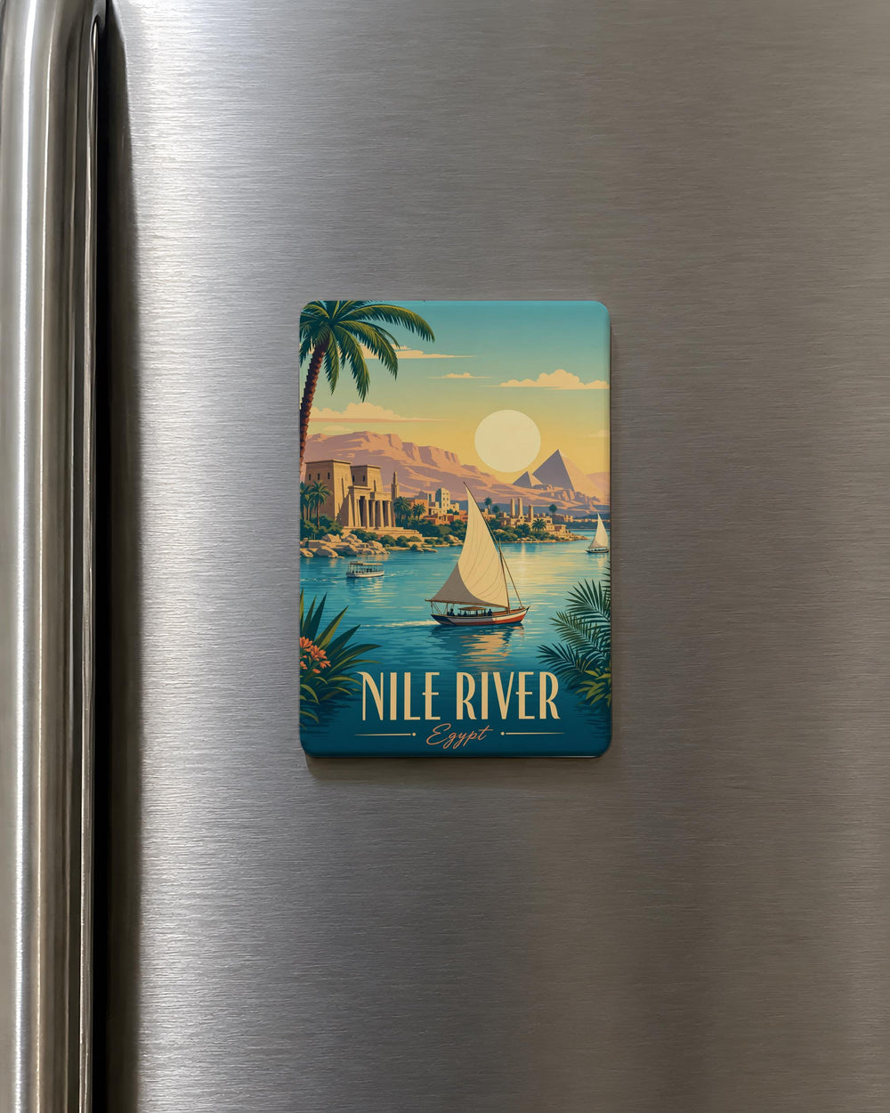 Nile River Fridge Magnet, Egypt River Map Souvenir, African River Landmark Travel Gift, Nile Valley Keepsake Magnet