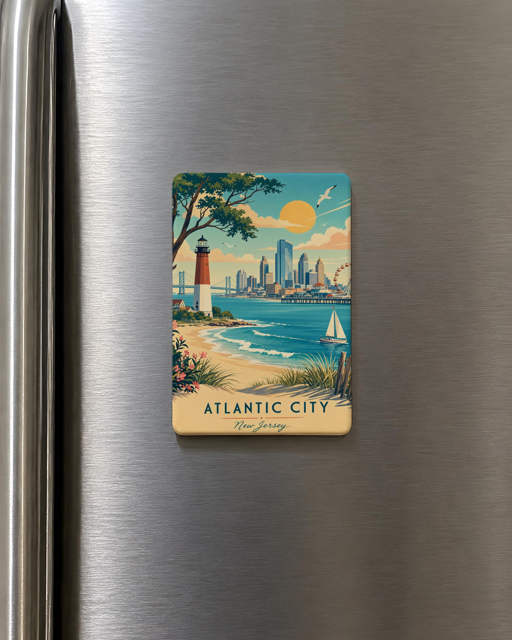 New Jersey Fridge Magnet, New Jersey Souvenir Magnet, NJ Travel Gift, Garden State Keepsake, USA State Refrigerator Magnet
