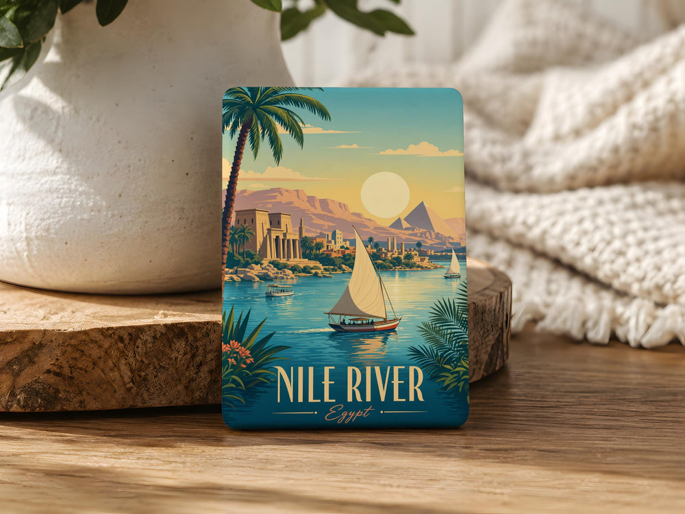 Nile River Fridge Magnet, Egypt River Map Souvenir, African River Landmark Travel Gift, Nile Valley Keepsake Magnet