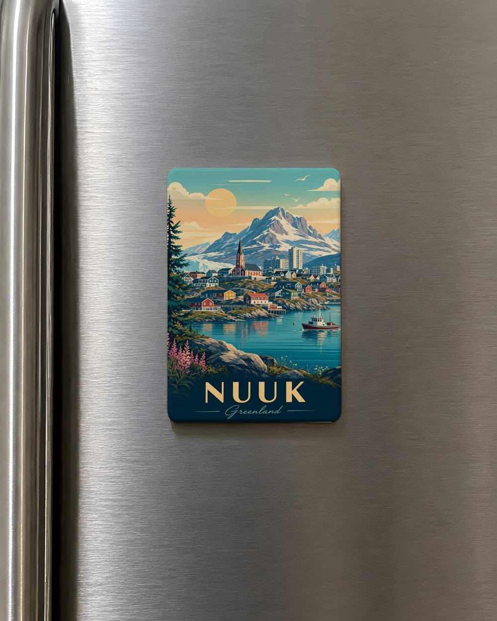 Nuuk Greenland Fridge Magnet, Nuuk City Souvenir Magnet, Greenland Travel Keepsake, Arctic Capital Landmark Magnet