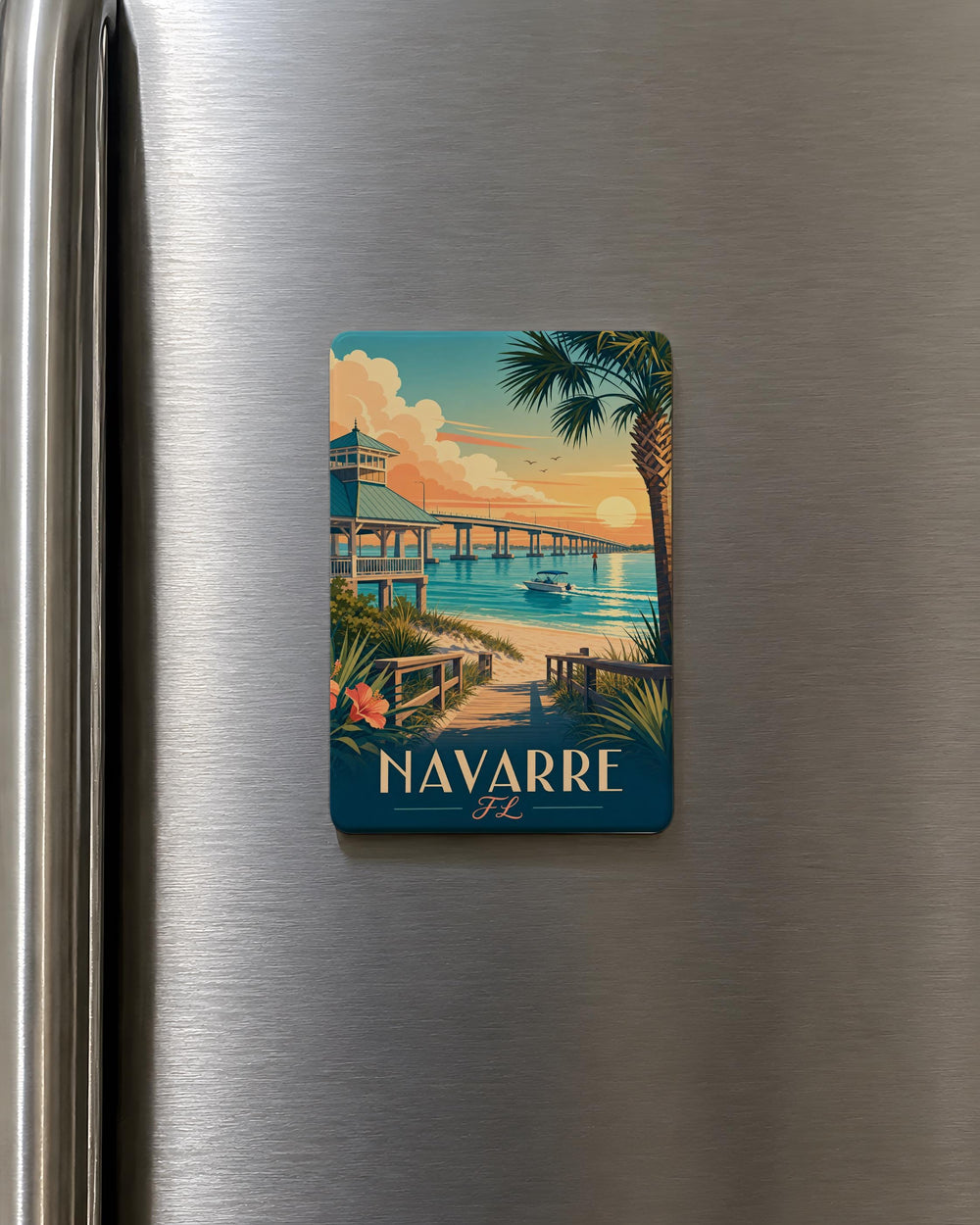 Navarre Florida Fridge Magnet, Navarre Beach Souvenir Magnet, Coastal Gulf Coast Travel Keepsake Magnet